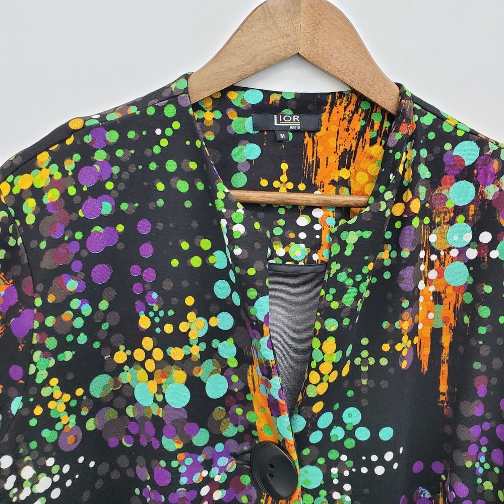 Lior Paris M Colorful‎ Abstract Dot Artsy Boutique Bell Sleeve Tunic Top - Picture 9 of 14